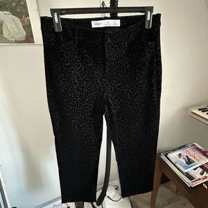 Old Navy Black Velvet Leopard Cropped Pants